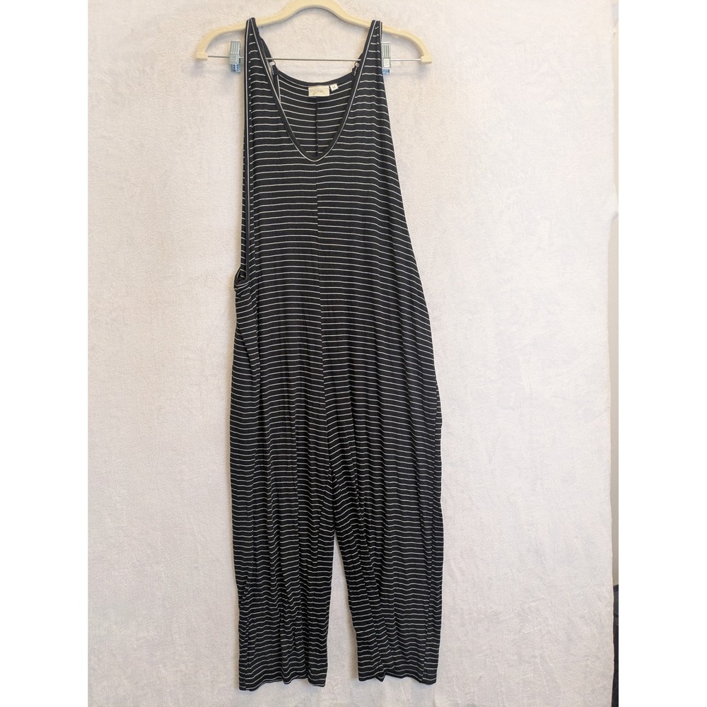 Love Olive Co Black White Stripe Wide Leg Jumpsuit Romper Womens Size M